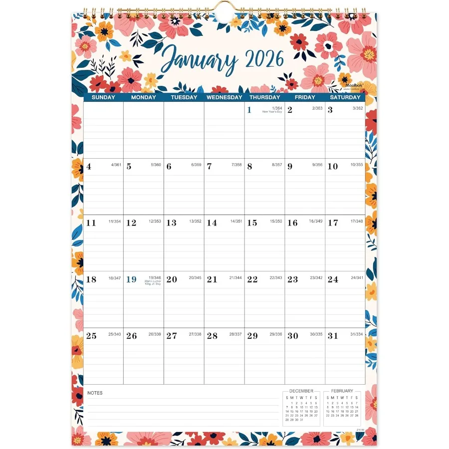 Настенный календарь на 2026 января 2026 декабрь 2026 Подвесной ежемесячный календарь на 12 месяцев 2026 Вертикальный 17 x 12 дюймов с двойным проволочным переплетом Джулианская дата La
Настенный календарь на 2026 января 2026 декабрь 2026 Подвесной ежемесячный календарь на 12 месяцев 2026 Вертикальный 17 x 12 дюймов с двойным проволочным переплетом Джулианская дата La