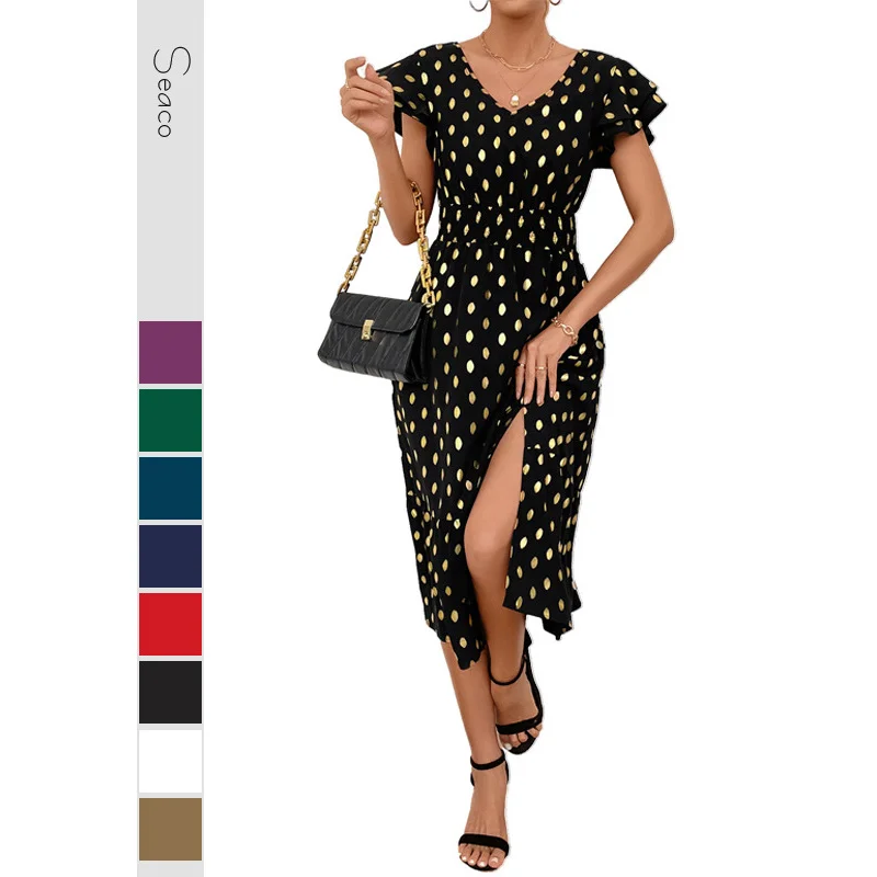 2025 New Women's Foil-Print High-Slit Midi Dress with Puffed Sleeves Fashion Long Dress C001
2025 New Women's Foil-Print High-Slit Midi Dress with Puffed Sleeves Fashion Long Dress C001