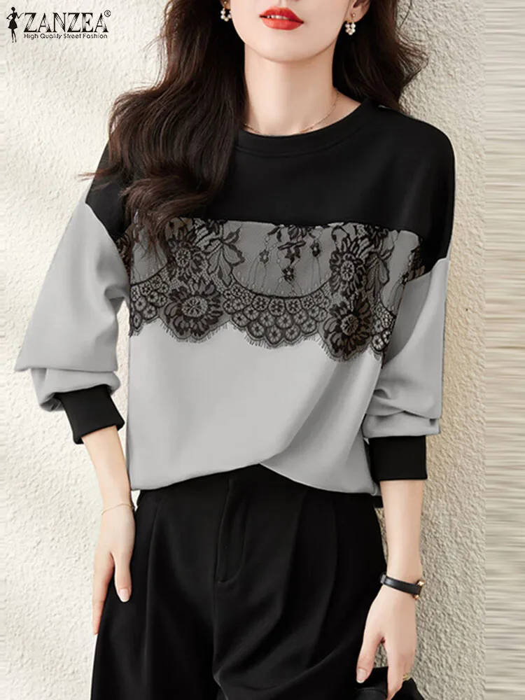 ZANZEA Vintage Women Colorblock Pullovers Fashion Lace Stitching Sweatshirt 2024 Autumn Long Sleeve Tops Casual Loose Hoodies
ZANZEA Vintage Women Colorblock Pullovers Fashion Lace Stitching Sweatshirt 2024 Autumn Long Sleeve Tops Casual Loose Hoodies