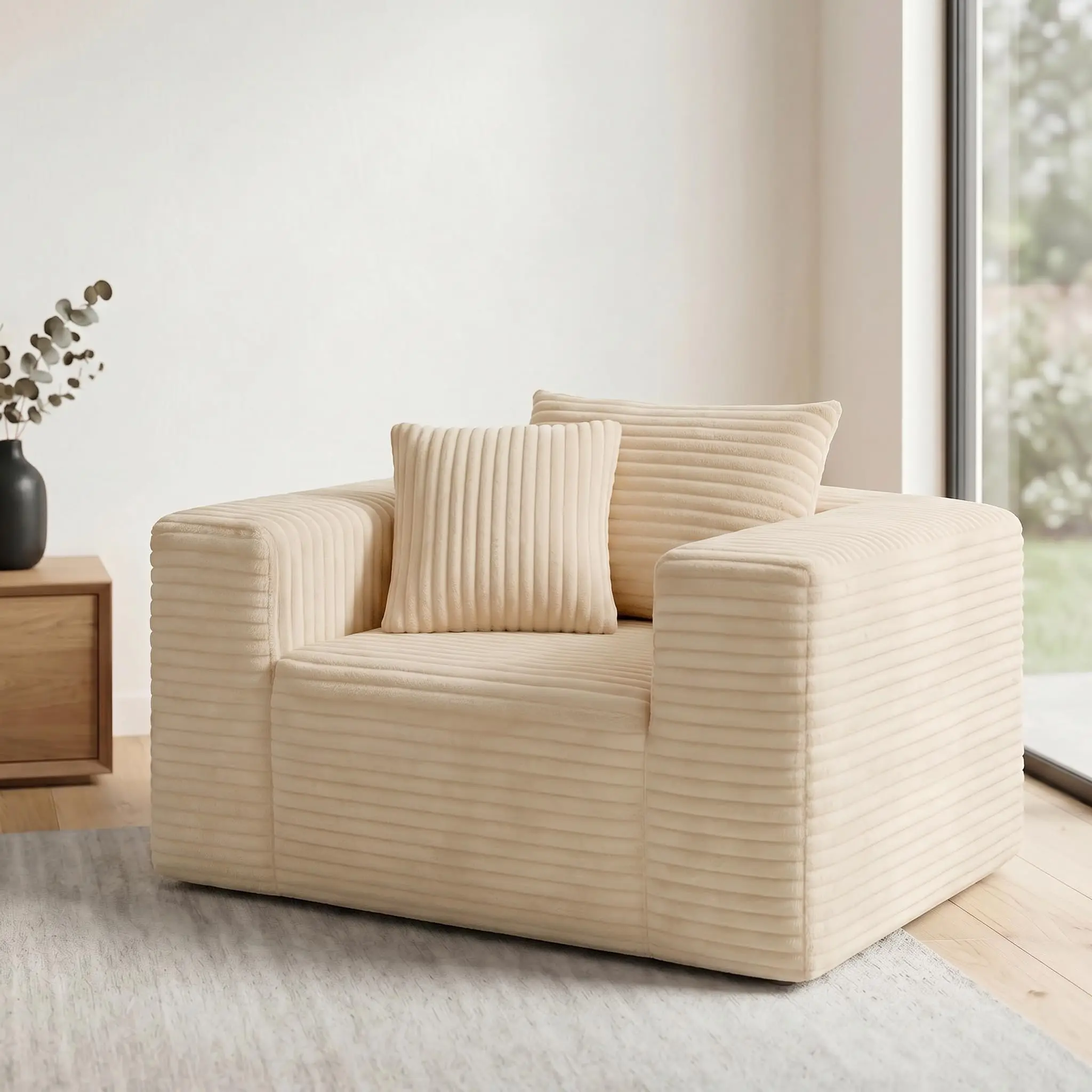 Boneless Single Sofa Chair Adult Corduroy Cloud Lounge Chair With 2 Pillows Wide Armrests High-Density Foam No Assembly Light
Boneless Single Sofa Chair Adult Corduroy Cloud Lounge Chair With 2 Pillows Wide Armrests High-Density Foam No Assembly Light