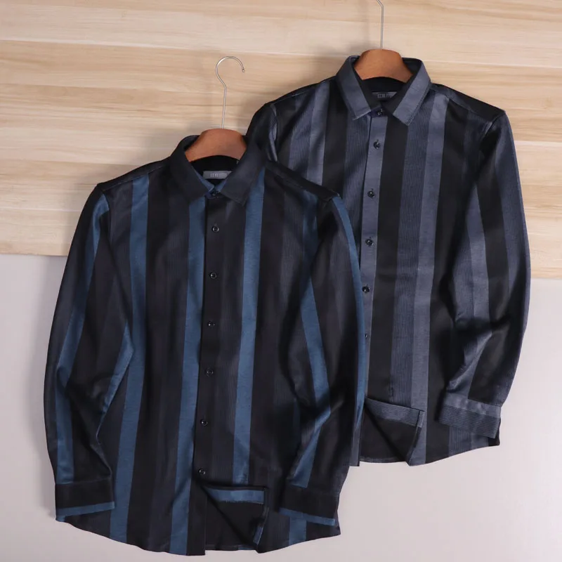 Gentleman's Seamless Ultra-Thin Double-Sided Velvet Drape High-Elastic Autumn Winter Men's Chic Striped Casual Long Sleeve Shirt
Gentleman's Seamless Ultra-Thin Double-Sided Velvet Drape High-Elastic Autumn Winter Men's Chic Striped Casual Long Sleeve Shirt