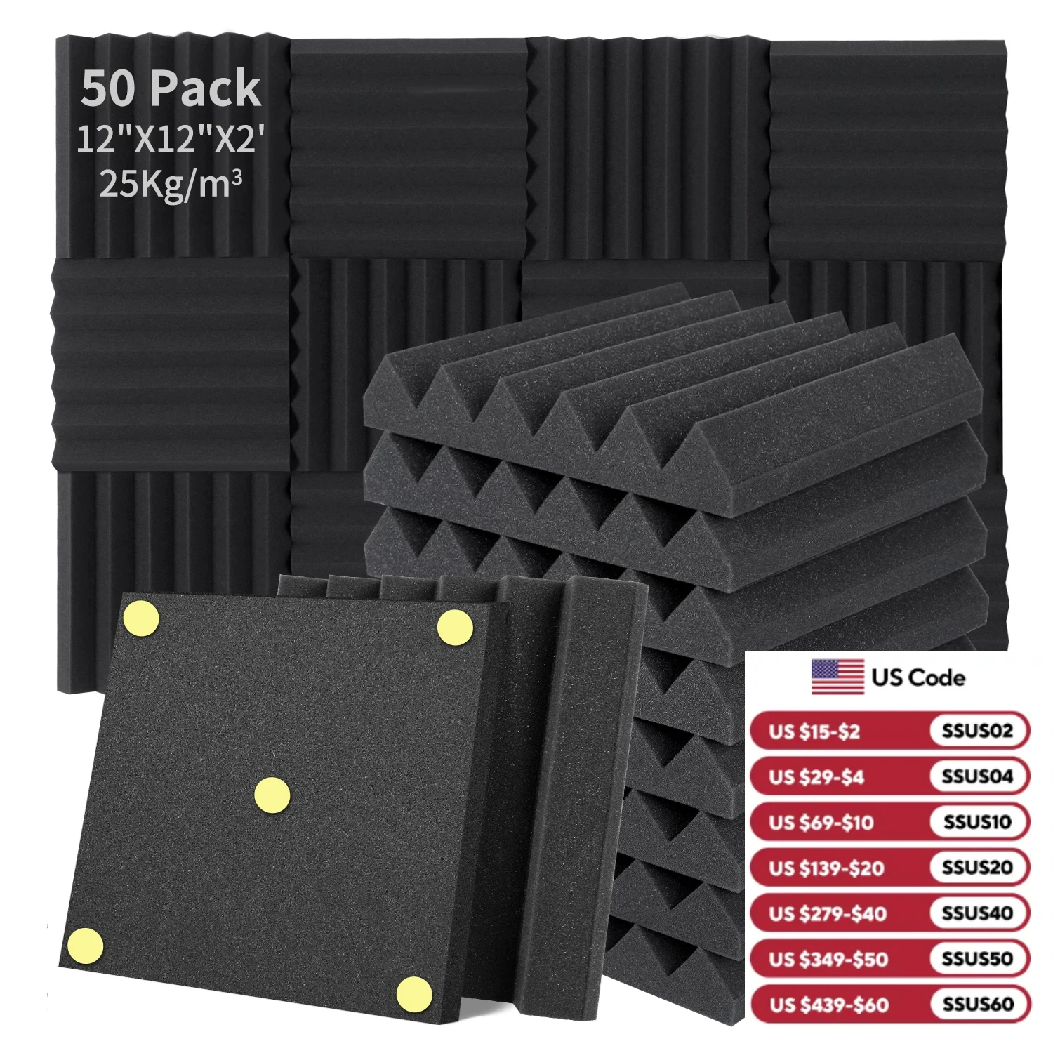 Acoustic Foam 50 Pack Soundproofing Sponge Fireproof Wall Panel Soundproofing Foam Acoustic Panels Studio Home Sound-Absorbing
Acoustic Foam 50 Pack Soundproofing Sponge Fireproof Wall Panel Soundproofing Foam Acoustic Panels Studio Home Sound-Absorbing
