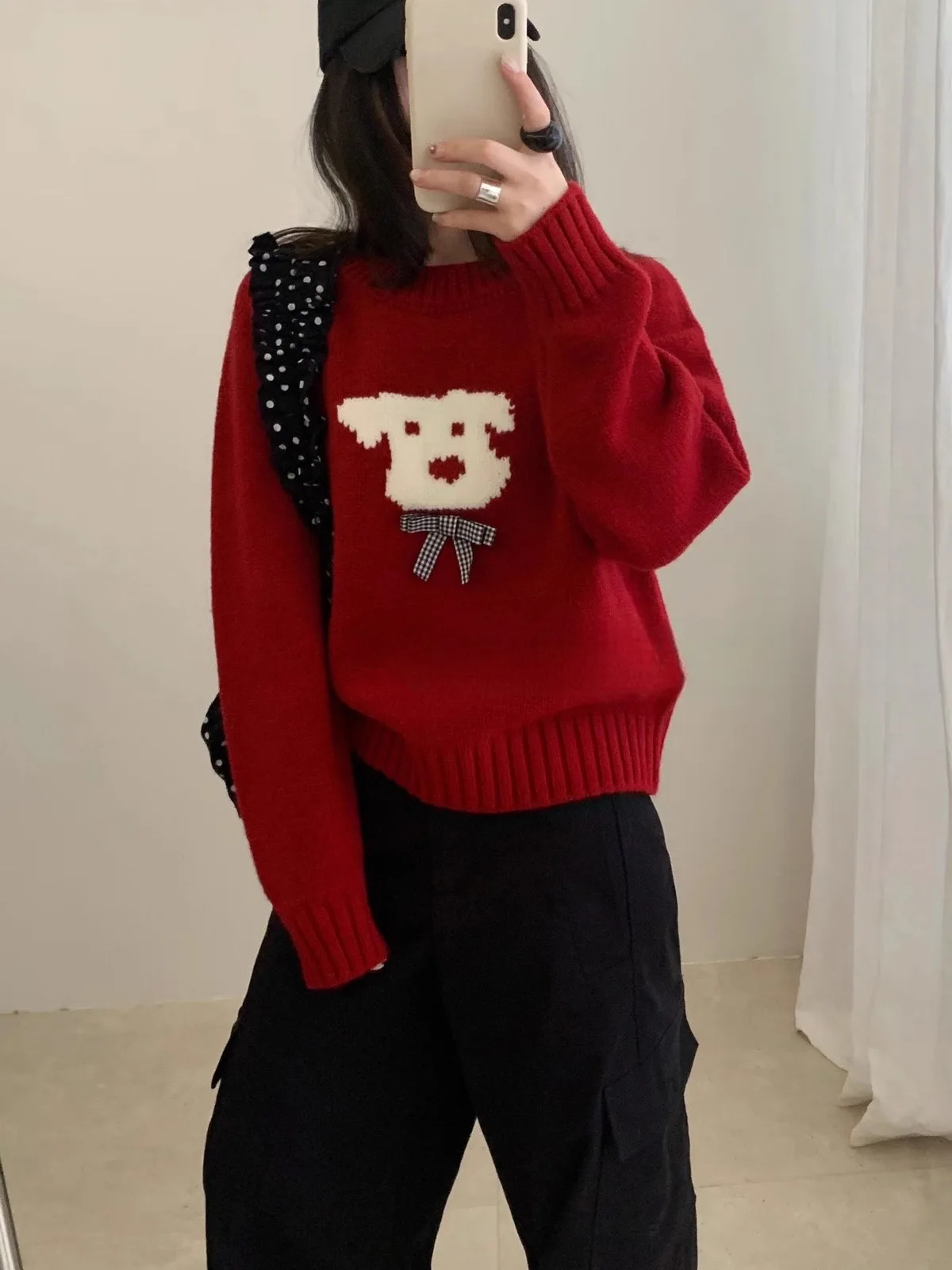 Korean Sle Dog Head Knitted Sweater Women's Loose Fit Long Sve round Ne Warmth Faionable Autumn Winter Top
Korean Sle Dog Head Knitted Sweater Women's Loose Fit Long Sve round Ne Warmth Faionable Autumn Winter Top