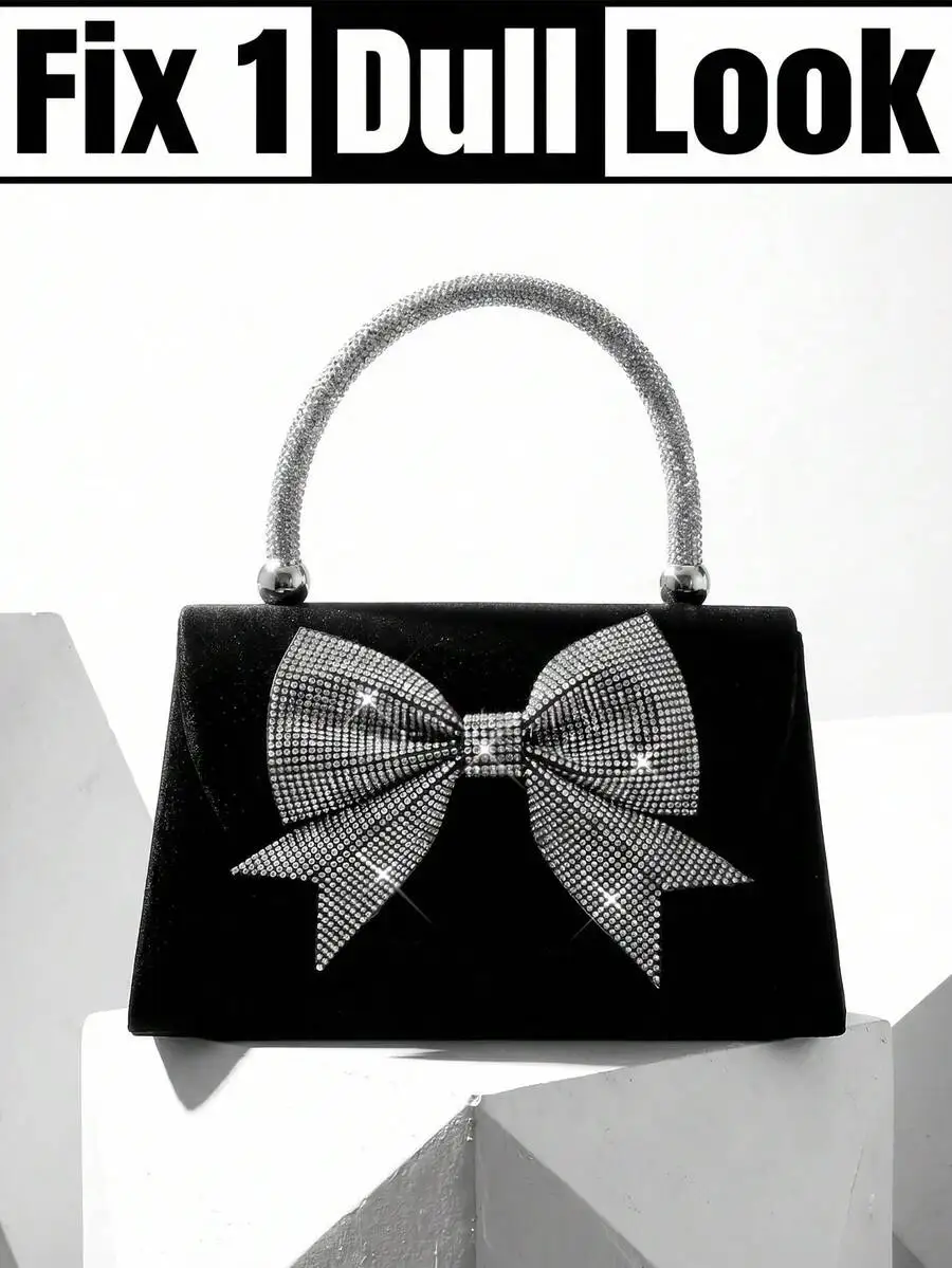 Black Rhinestone Bow Clutch Handbag For Women Evening Party Wedding Bag
Black Rhinestone Bow Clutch Handbag For Women Evening Party Wedding Bag