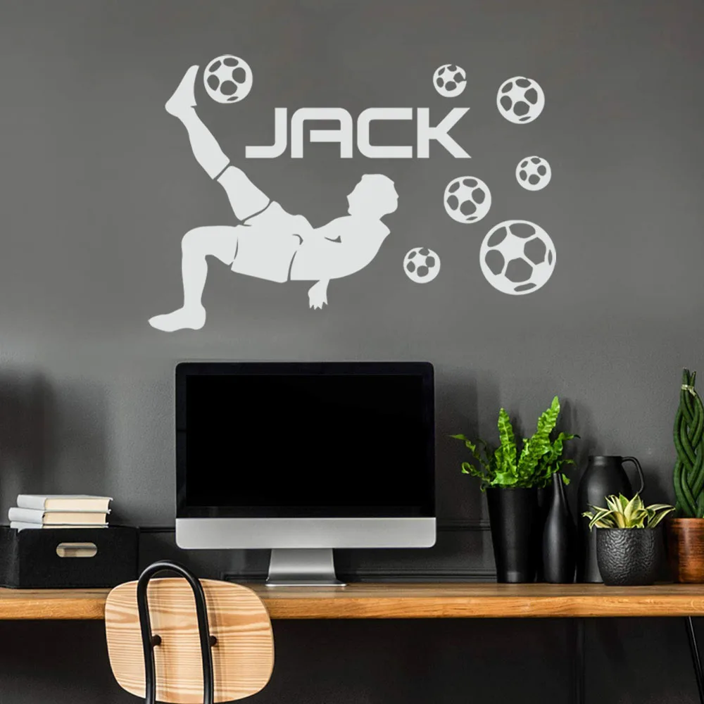 1pc Fashion Custom Name Boy Playing Football Wall Stickers Waterproof Wall Art Decal Bedroom Decor Wall Decoration Murals
1pc Fashion Custom Name Boy Playing Football Wall Stickers Waterproof Wall Art Decal Bedroom Decor Wall Decoration Murals