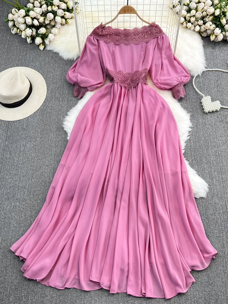 Women Fashion Vintage Elegant Sexy Party Vacation Long Dress Spring Lantern Sleeves One Shoulder High Waist Slim Robe Vestidos
Women Fashion Vintage Elegant Sexy Party Vacation Long Dress Spring Lantern Sleeves One Shoulder High Waist Slim Robe Vestidos