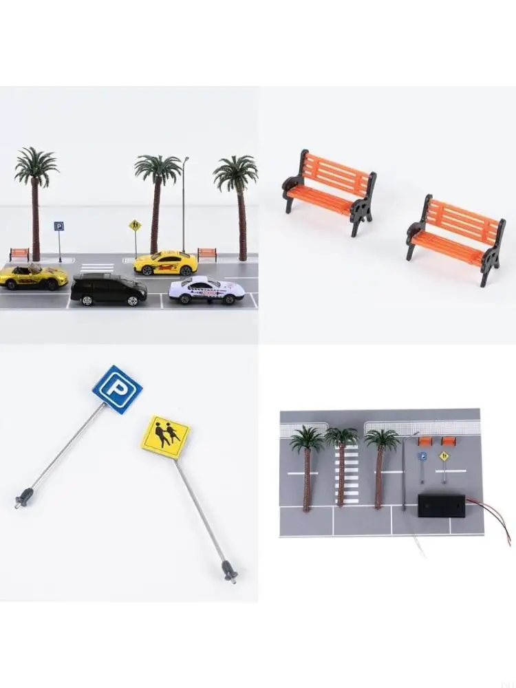 1/64 Scale Model Road Layout with Sign Tree Street Lamp Road Scenery Set
1/64 Scale Model Road Layout with Sign Tree Street Lamp Road Scenery Set