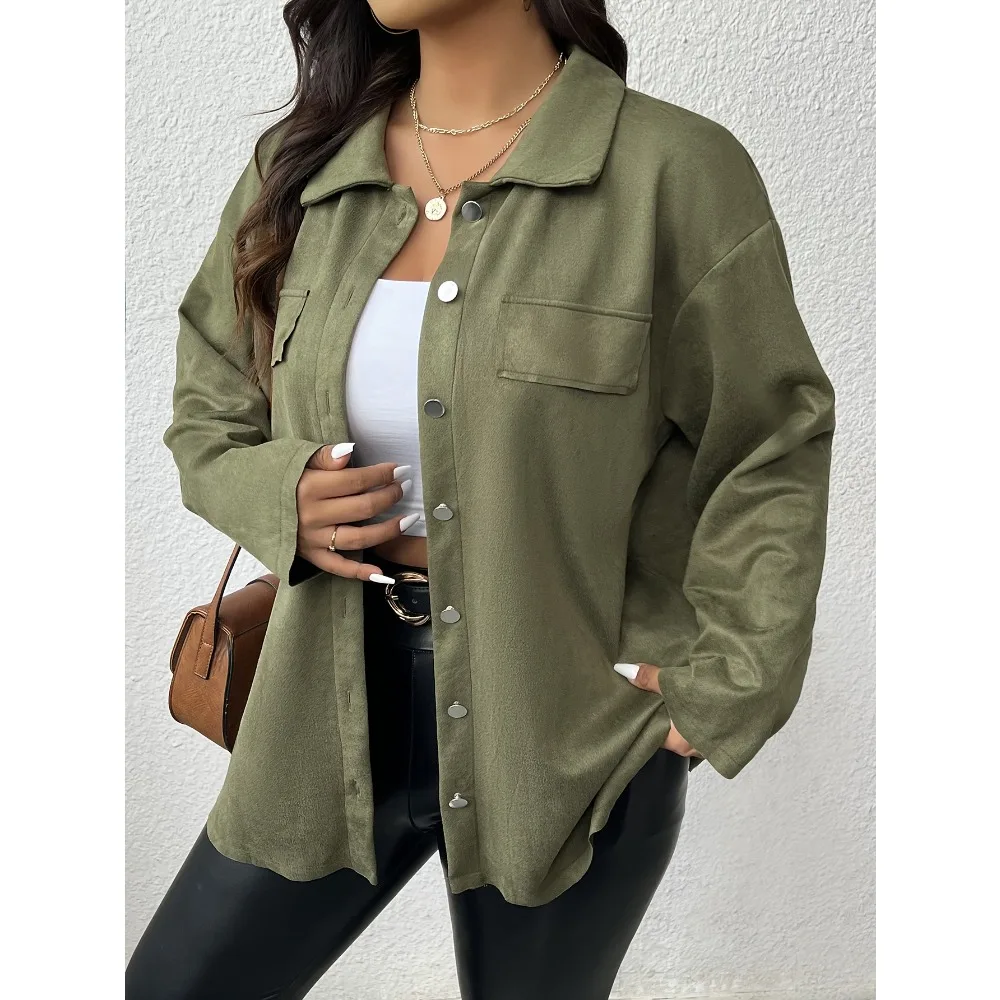 Модернизированная женская одежда больших размеров, рубашка с металлическими пуговицами, пальто с длинными рукавами, элитная рубашка с лацканами, простой повседневный женский топ
Модернизированная женская одежда больших размеров, рубашка с металлическими пуговицами, пальто с длинными рукавами, элитная рубашка с лацканами, простой повседневный женский топ