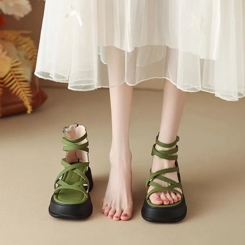 Women Sandals Fashion Cross Strap Designer Sandals Summer Open-toe Roman Sandal Height Increase Platform Sandals Sandalias Mujer
Women Sandals Fashion Cross Strap Designer Sandals Summer Open-toe Roman Sandal Height Increase Platform Sandals Sandalias Mujer