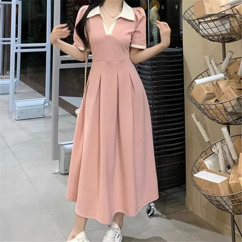 Women's 2024 Summer New Minimalist Commute Patchwork Contrast Color Polo Collar Short Sleeved Slim A-line Ruched Ladies Dresses
Women's 2024 Summer New Minimalist Commute Patchwork Contrast Color Polo Collar Short Sleeved Slim A-line Ruched Ladies Dresses