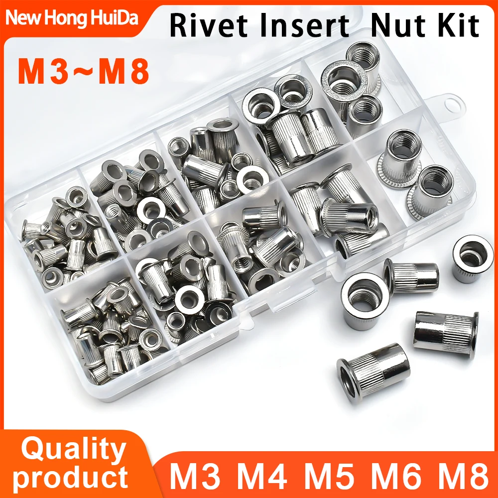 304 Stainless Steel Flat Rivet Nut Kit M3 M4 M5 M6 M8 Carbon Steel Aluminum Metric Thread Metal Panel Clamp Lock Rivnut Inserts
304 Stainless Steel Flat Rivet Nut Kit M3 M4 M5 M6 M8 Carbon Steel Aluminum Metric Thread Metal Panel Clamp Lock Rivnut Inserts