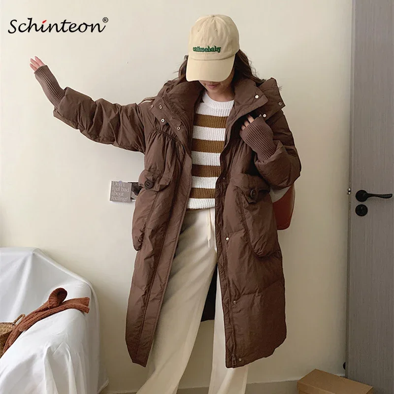 Schinteon Women White Duck Down Long Jacket Autumn Winter Casual Loose Over Size Warm Outwear with Hood Coat 2024 Korean Style
Schinteon Women White Duck Down Long Jacket Autumn Winter Casual Loose Over Size Warm Outwear with Hood Coat 2024 Korean Style