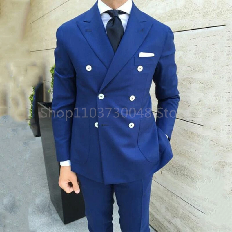 Royal Blue Men 2 Piece Wedding Suits Groom Tuxedos Slim Fit Business Suits Peak Lapel Jacket Costume Homme (Blazer+Pants)
Royal Blue Men 2 Piece Wedding Suits Groom Tuxedos Slim Fit Business Suits Peak Lapel Jacket Costume Homme (Blazer+Pants)