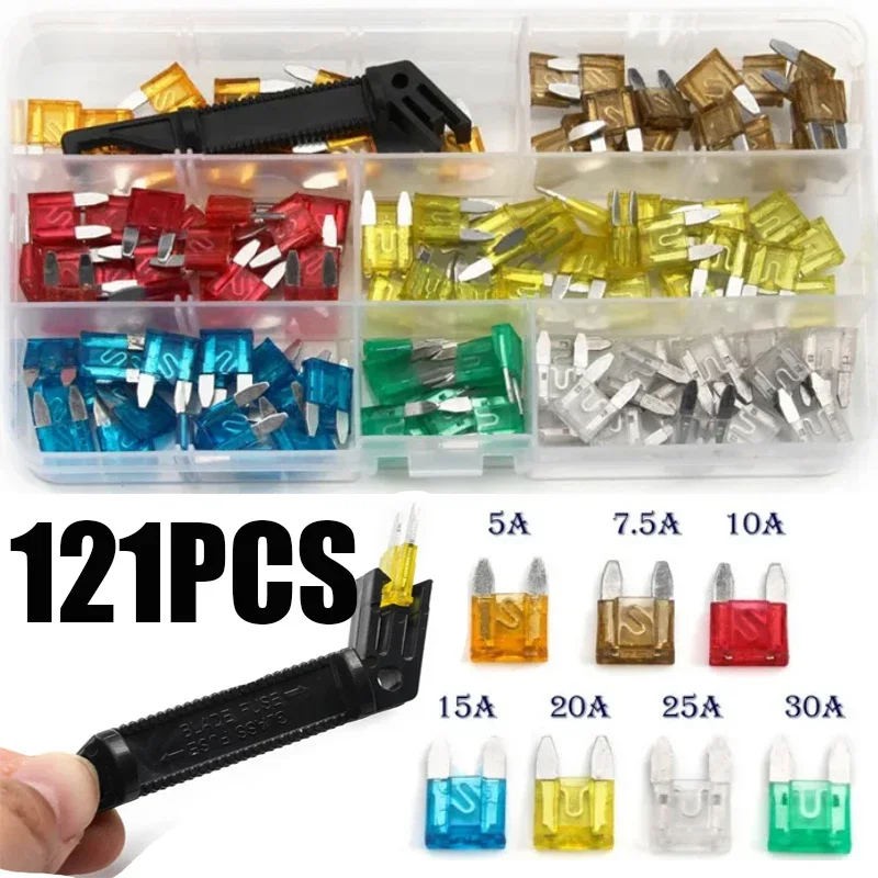 121pcs Small Medium Car Vehicle Circuit Fuse Blade with Black Fuse Blade Holder For Automotive Boat 5A 7.5A 10A 15A 20A 25A 30A
121pcs Small Medium Car Vehicle Circuit Fuse Blade with Black Fuse Blade Holder For Automotive Boat 5A 7.5A 10A 15A 20A 25A 30A