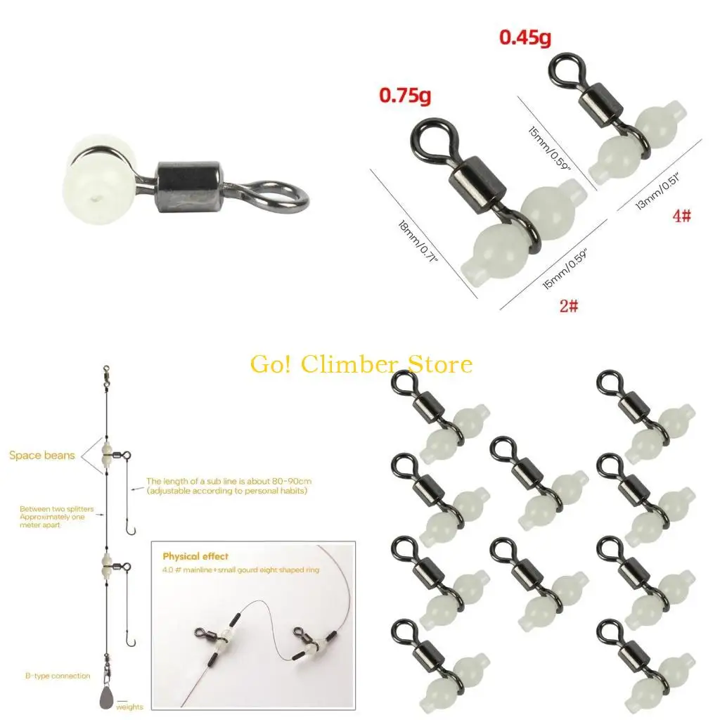 Q84C Fishing Swivels T-Shape Fishing Line Connectors Luminous Fishing Swivels with Glow Beads Tackle for Saltwater Freshwater
Q84C Fishing Swivels T-Shape Fishing Line Connectors Luminous Fishing Swivels with Glow Beads Tackle for Saltwater Freshwater