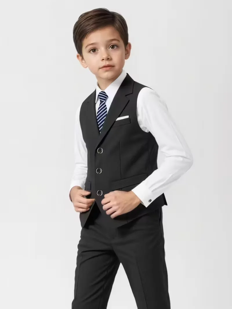 Teenager Kids Spring Summer Black Vest Pants TIE Photography Suit Boys Wedding Dress Children Ceremony School UNIFROM Costume
Teenager Kids Spring Summer Black Vest Pants TIE Photography Suit Boys Wedding Dress Children Ceremony School UNIFROM Costume