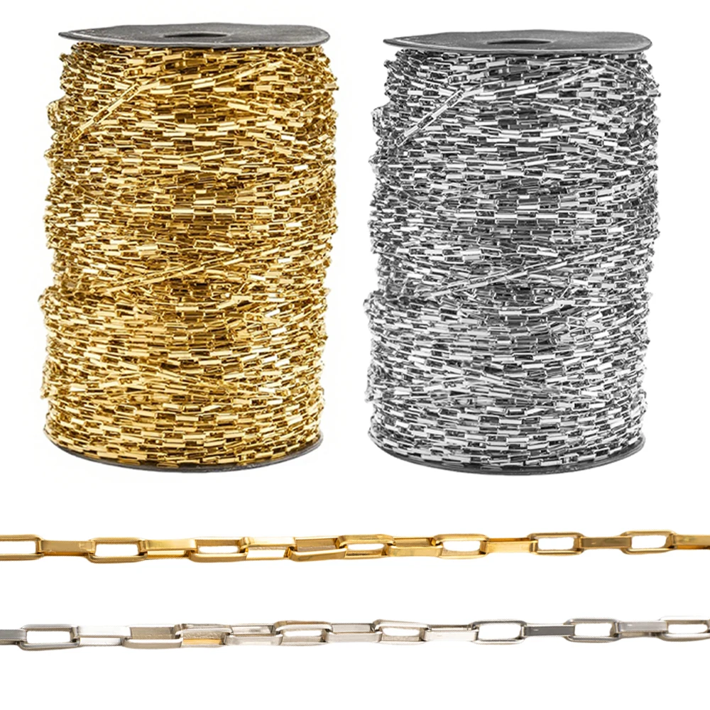 1 Meter Stainless Steel Gold Color Hollow Rectangle Box Chain For DIY Bracelet Necklace Jewelry Making Supplies Material Crafts 
1 Meter Stainless Steel Gold Color Hollow Rectangle Box Chain For DIY Bracelet Necklace Jewelry Making Supplies Material Crafts
