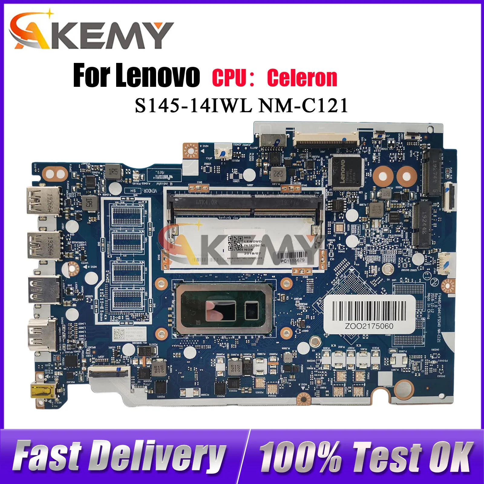 Материнская плата для ноутбука Lenovo Ideapad S145-15IWL V15-IWL NM-C121 с 4205U/5405U i3 i5 i7 8-го поколения UMA, 100% протестировано, ОК
Материнская плата для ноутбука Lenovo Ideapad S145-15IWL V15-IWL NM-C121 с 4205U/5405U i3 i5 i7 8-го поколения UMA, 100% протестировано, ОК