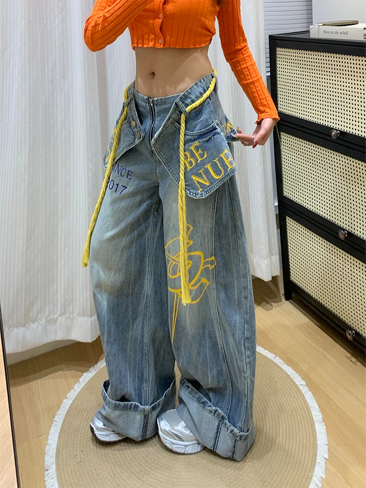 American High Street Letter Print Patchwork Jeans Women Summer New Style Spicy Girl Fake Two-Piece Floor-Length Pants
American High Street Letter Print Patchwork Jeans Women Summer New Style Spicy Girl Fake Two-Piece Floor-Length Pants
