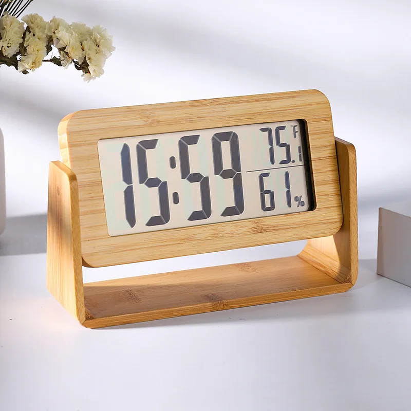 LCD Screen Bamboo Wood Alarm Clock for Home Bedroom Office Decoration and Temperature Humidity Monitoring
LCD Screen Bamboo Wood Alarm Clock for Home Bedroom Office Decoration and Temperature Humidity Monitoring