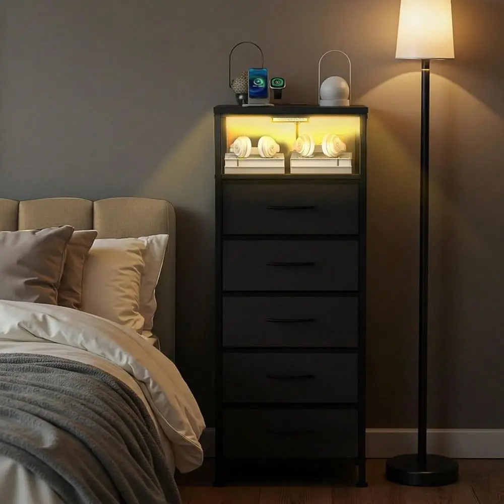 Nightstand With USB And TypeC Charging Station, Bedroom End Table With Power Outlets, Adjustable Feet, Variable Light Strip Rus
Nightstand With USB And TypeC Charging Station, Bedroom End Table With Power Outlets, Adjustable Feet, Variable Light Strip Rus