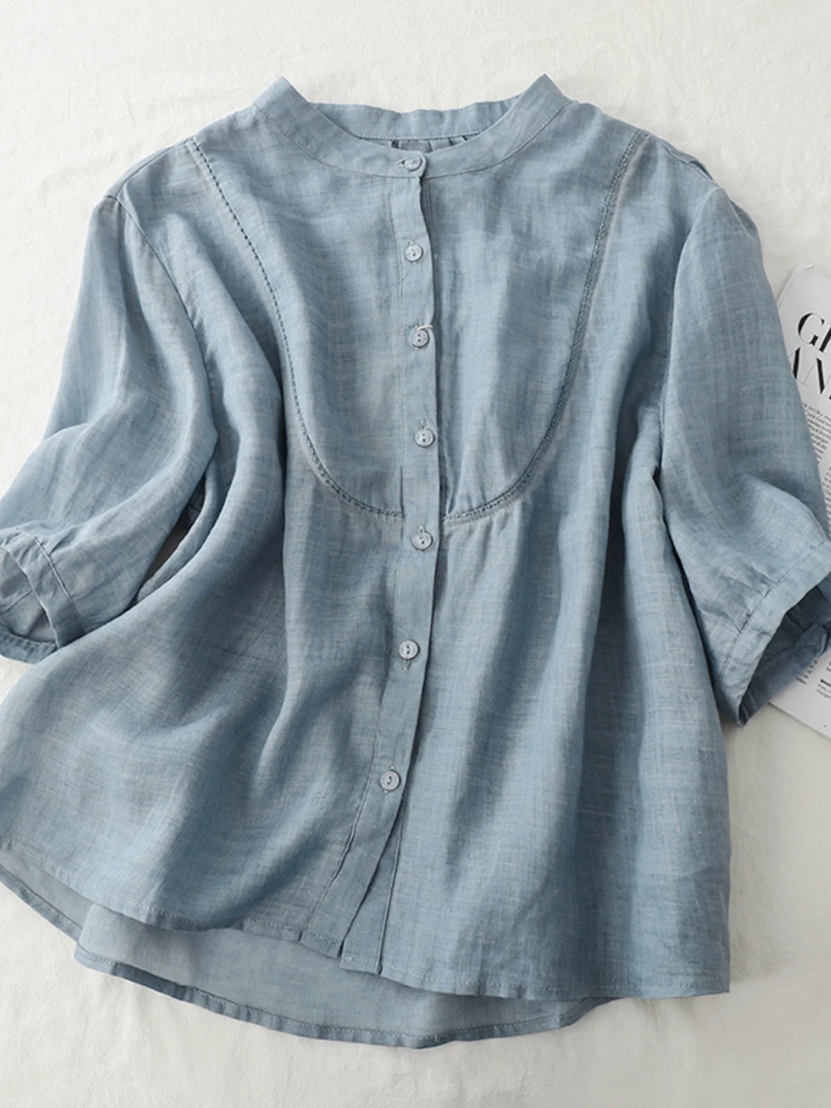 Loose Cotton Linen ort Sve irt Women Summer Casual Doll Top Button up Vintage Sle Pure Color Commute Faion
Loose Cotton Linen ort Sve irt Women Summer Casual Doll Top Button up Vintage Sle Pure Color Commute Faion