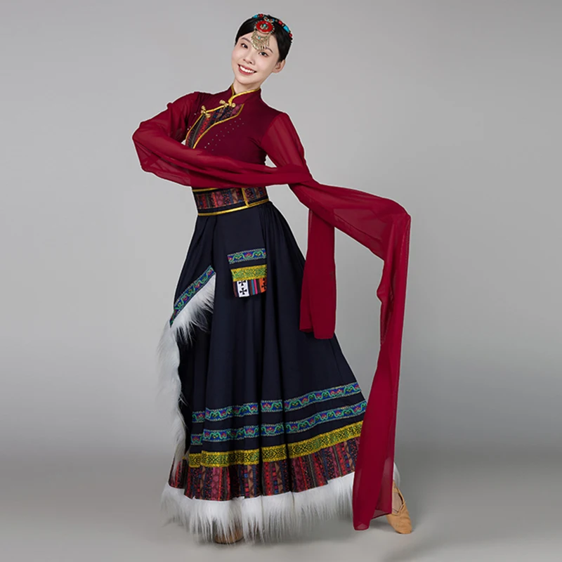 Tibetan Leotards Women's Long White Silk Sleeves Top Ethnic Dance Adult Performance Costume Student Art Exam Stage Swing Skirt
Tibetan Leotards Women's Long White Silk Sleeves Top Ethnic Dance Adult Performance Costume Student Art Exam Stage Swing Skirt
