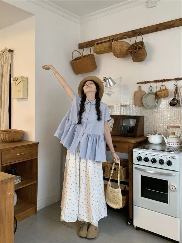 plus Size Women's Fashion Set Anti-Aging Loose Short Sleeve Shirt And Polka Dot Half Skirt Korean Style High Waist A...
plus Size Women's Fashion Set Anti-Aging Loose Short Sleeve Shirt And Polka Dot Half Skirt Korean Style High Waist A...