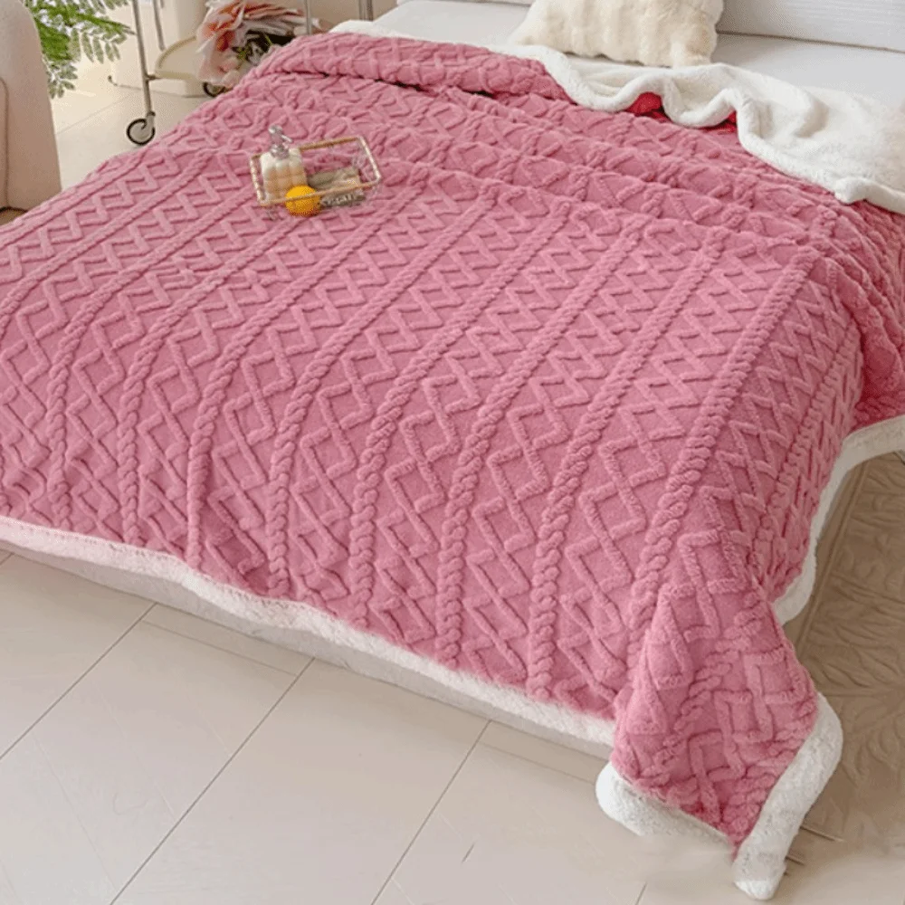 Solid Color Coral Velvet Blanket Thicked Jacquard Design Rhombus Flannel Blanket Soft Warm Office Nap Blanket Autumn Winter
Solid Color Coral Velvet Blanket Thicked Jacquard Design Rhombus Flannel Blanket Soft Warm Office Nap Blanket Autumn Winter