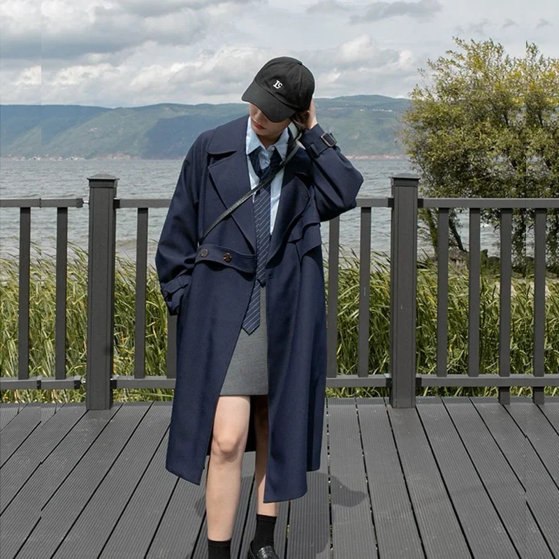 Spring Autumn Korean Mid-length Asymmetrical Lapel Single Button Trench Coat Casual Navy Blue Khaki Long Sleeve Female Outerwear
Spring Autumn Korean Mid-length Asymmetrical Lapel Single Button Trench Coat Casual Navy Blue Khaki Long Sleeve Female Outerwear