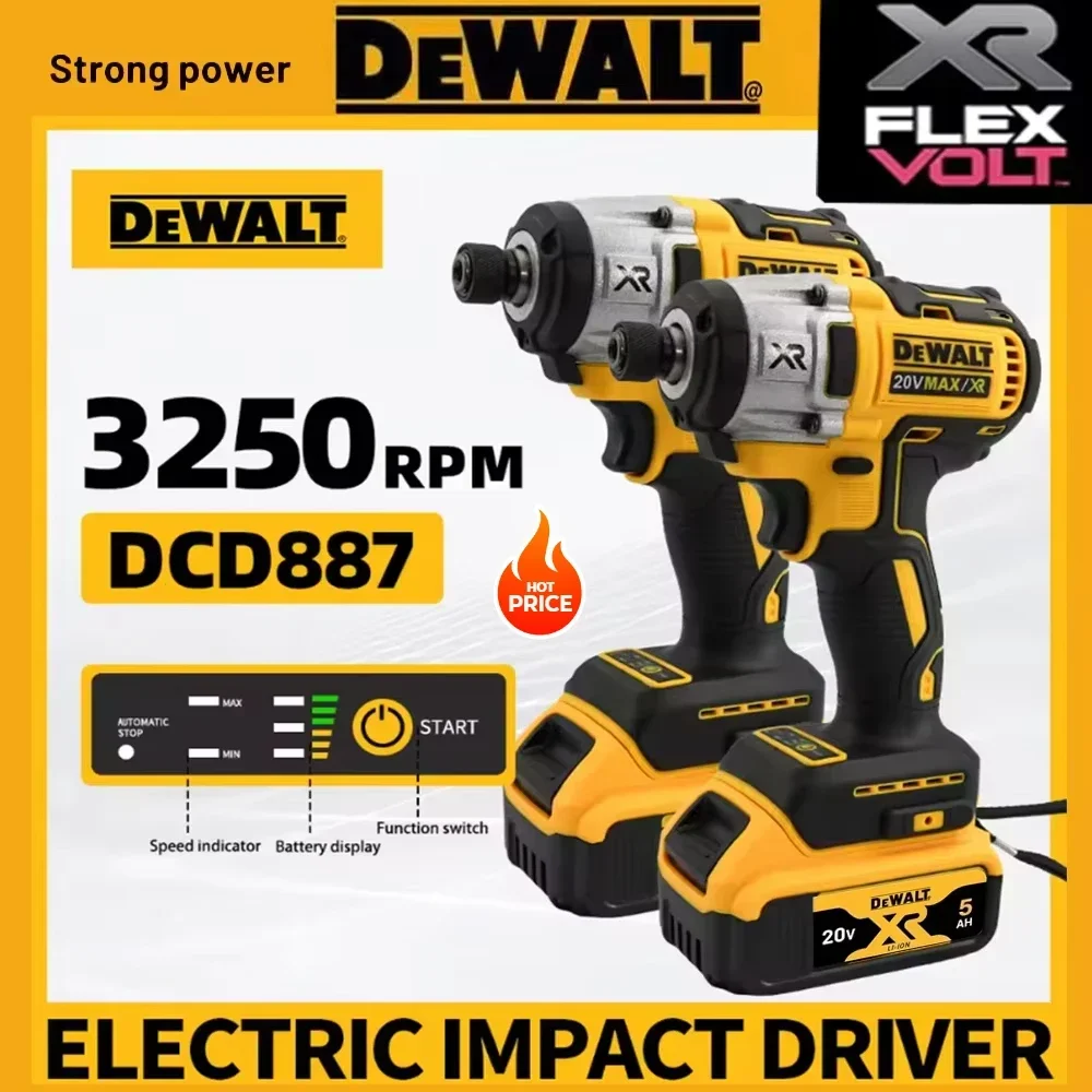Dewalt DCD887 cordless electric impact drill, electric screwdriver, powerful, 3250RPM speed, brushless motor 1/4, power tool
Dewalt DCD887 cordless electric impact drill, electric screwdriver, powerful, 3250RPM speed, brushless motor 1/4, power tool