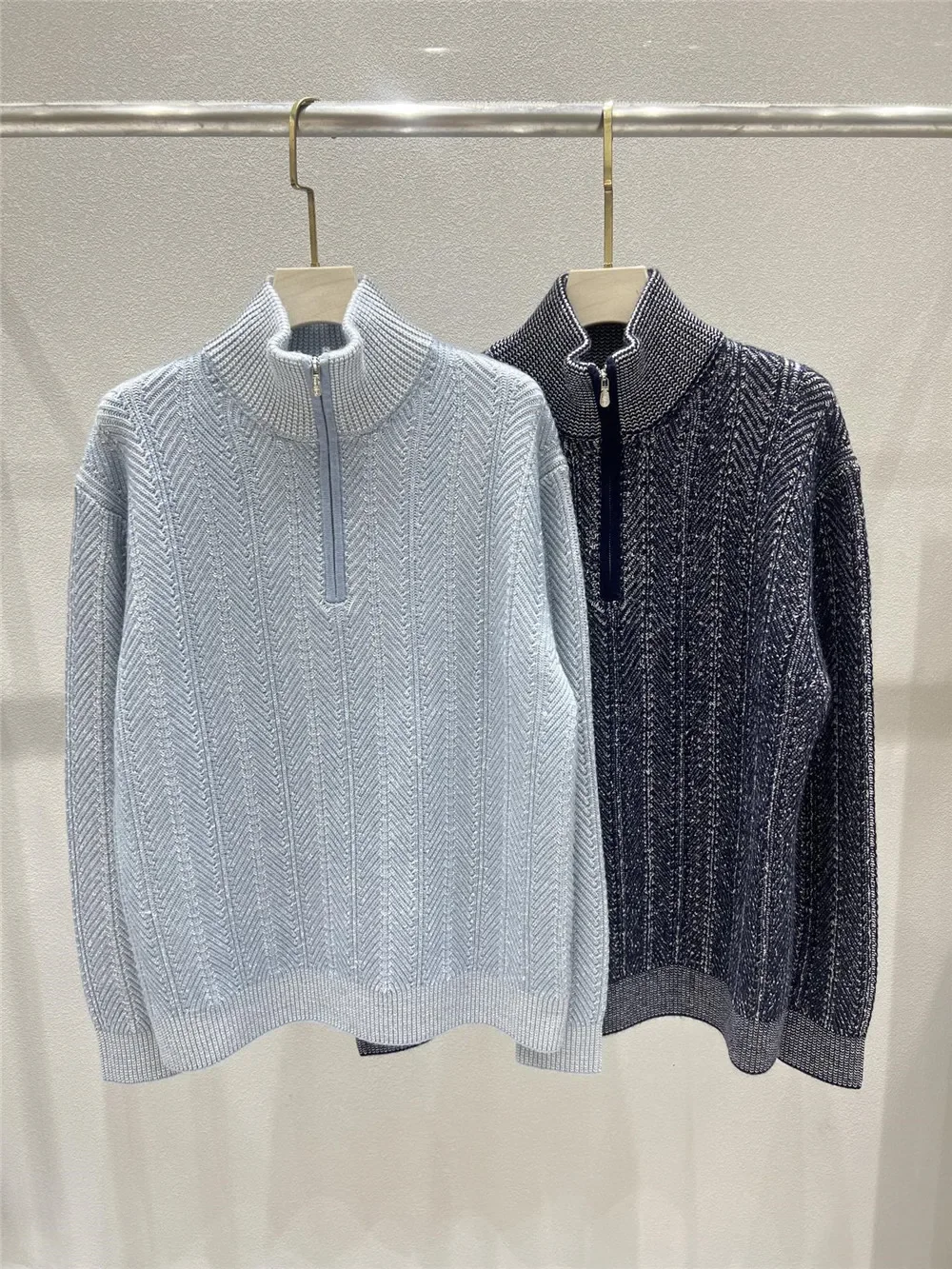 Men's Solid Color Sweater Autumn Winter Half Zipper Turtleneck Long Sleeve Loose Cashmere Knitted Pullover
Men's Solid Color Sweater Autumn Winter Half Zipper Turtleneck Long Sleeve Loose Cashmere Knitted Pullover