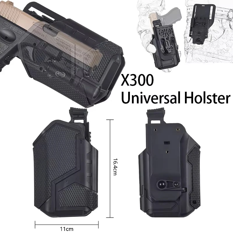 Tactical X300U Flashlight Universal Holster Hunting Airsoft G17 19 S&W Holster With QLlS Quick Release Platform
Tactical X300U Flashlight Universal Holster Hunting Airsoft G17 19 S&W Holster With QLlS Quick Release Platform