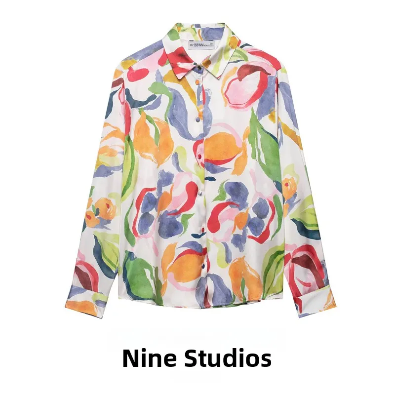 NINE ZAR Women's Casual Silk Satin Long Sleeve Printed Shirt Loose Fit European Style Fashion Spring Collection
NINE ZAR Women's Casual Silk Satin Long Sleeve Printed Shirt Loose Fit European Style Fashion Spring Collection