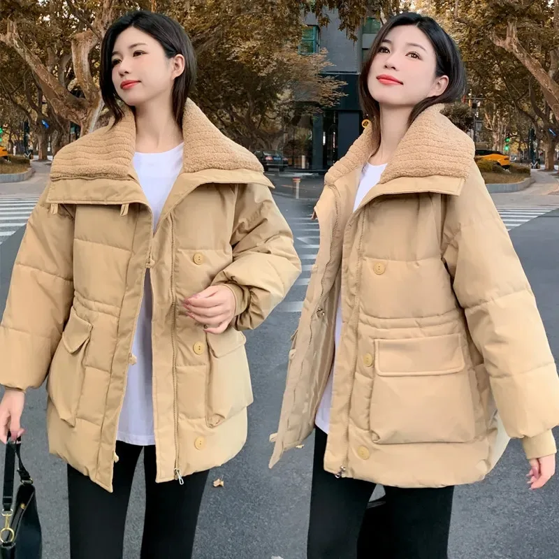 New Winter Parkas Thick Warm Down Cotton Coat Women Fashion Lamb Wool Lapel Collar Padded Jacket Clothes Female Outerwear G2996
New Winter Parkas Thick Warm Down Cotton Coat Women Fashion Lamb Wool Lapel Collar Padded Jacket Clothes Female Outerwear G2996