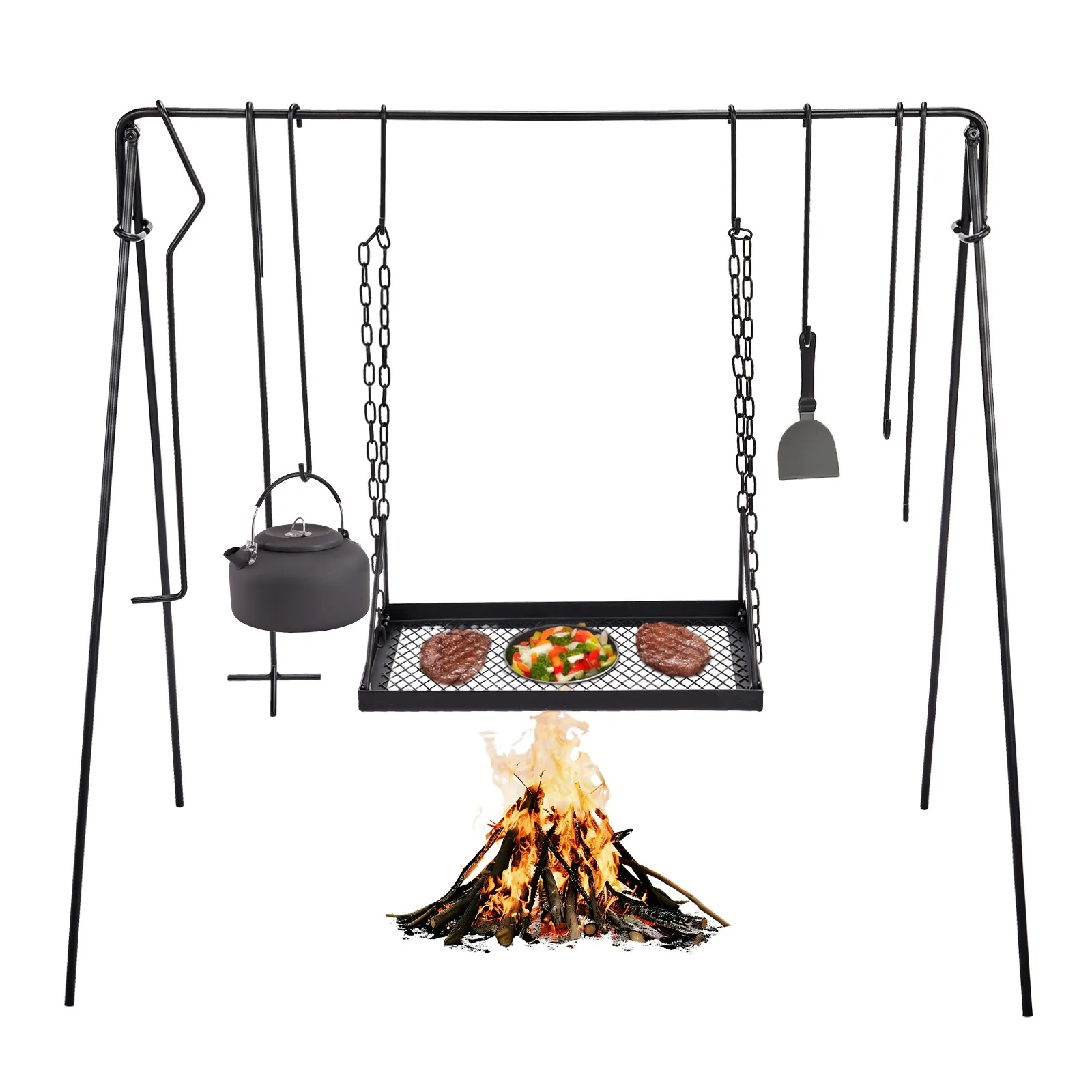 Portable Swing Large Campfire 38in Outdoor Grill Stand with 6Hooks Cast Iron BBQ
Portable Swing Large Campfire 38in Outdoor Grill Stand with 6Hooks Cast Iron BBQ