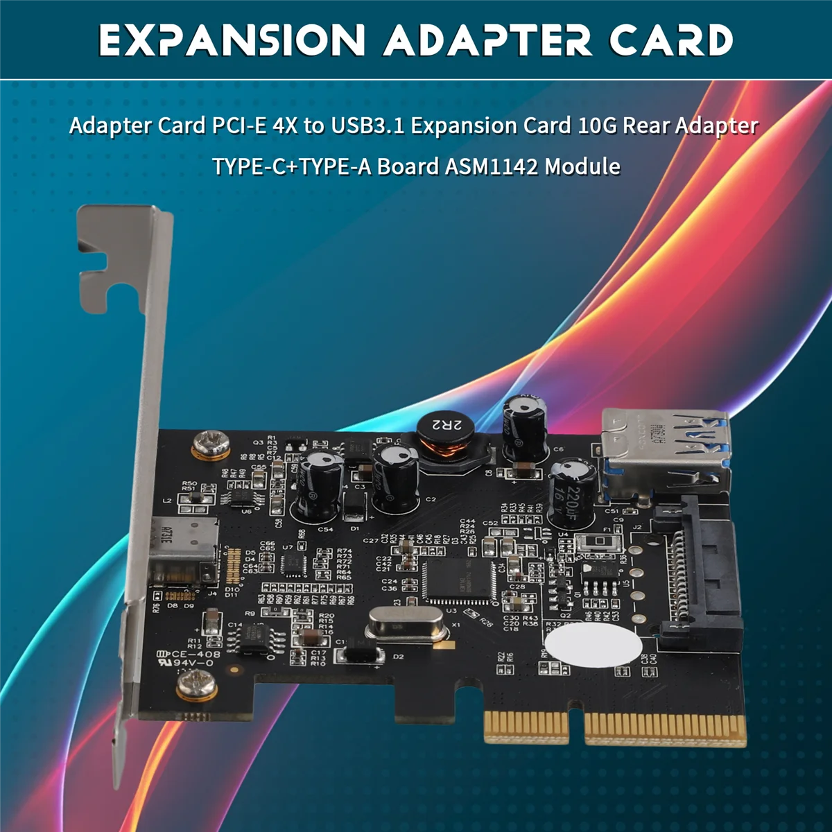 Карта адаптера Convince PCI-E 4X к USB3.1, плата расширения 10G, задний адаптер TYPE-C + плата TYPE-A, модуль ASM11422025
Карта адаптера Convince PCI-E 4X к USB3.1, плата расширения 10G, задний адаптер TYPE-C + плата TYPE-A, модуль ASM11422025