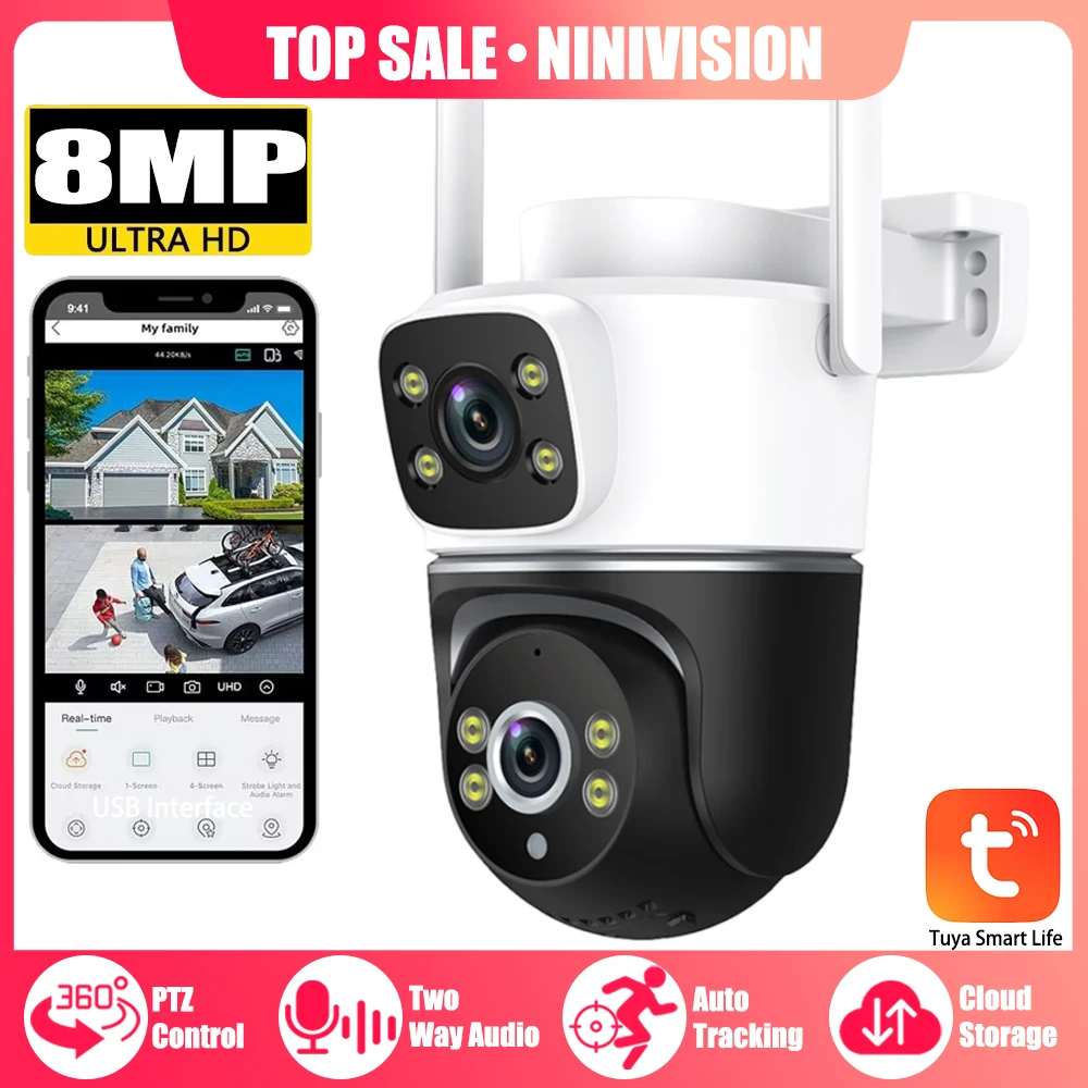 Tuya Smart Life 4K 8MP Dual Lens PTZ WIIF Camera Audio Auto Tracking Outdoor Street 4MP Security Video Surveillance IP Cameras
Tuya Smart Life 4K 8MP Dual Lens PTZ WIIF Camera Audio Auto Tracking Outdoor Street 4MP Security Video Surveillance IP Cameras