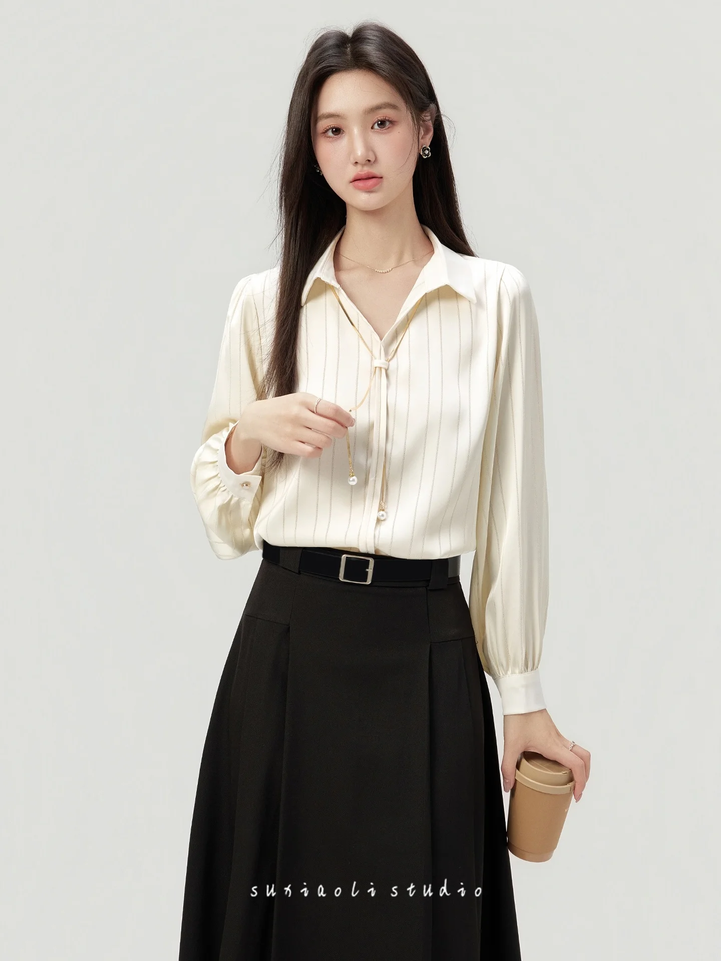 Spring New Arrival Women's Striped Long Sve irt And Skirt Set Profional Office Wear Light Tawny Color High Quali
Spring New Arrival Women's Striped Long Sve irt And Skirt Set Profional Office Wear Light Tawny Color High Quali
