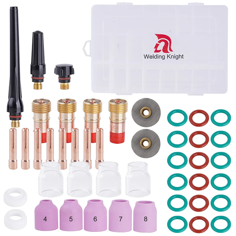 46Pcs Tig Welding Torch Kit Copper Material Stubby Gas Lens #12 Glass Cup Accessories for TIG WP-17/18/26
46Pcs Tig Welding Torch Kit Copper Material Stubby Gas Lens #12 Glass Cup Accessories for TIG WP-17/18/26