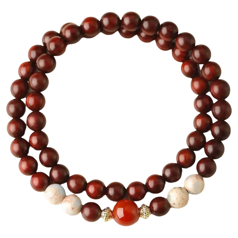 Natural Red Sandalwood Double Wrap Bracelet with Shoushan Stone Beads Retro Stackable Jewelry for Men and Women Gifts
Natural Red Sandalwood Double Wrap Bracelet with Shoushan Stone Beads Retro Stackable Jewelry for Men and Women Gifts