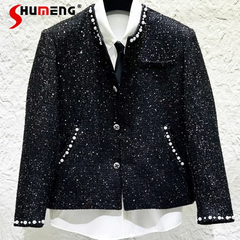 2025 Autumn Men's New Trendy Tops Fashion Light Luxury Padded Shoulder Jackets Fashion Beaded Sequin Design Small Fragrant Coats
2025 Autumn Men's New Trendy Tops Fashion Light Luxury Padded Shoulder Jackets Fashion Beaded Sequin Design Small Fragrant Coats