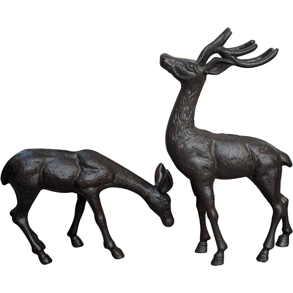 Cast Iron Deer Statue Pair - Heavy Duty Outdoor Rustic Metal Male & Female Deer Sculpture Set for Garden Lawn Decor – Vintage An
Cast Iron Deer Statue Pair - Heavy Duty Outdoor Rustic Metal Male & Female Deer Sculpture Set for Garden Lawn Decor – Vintage An