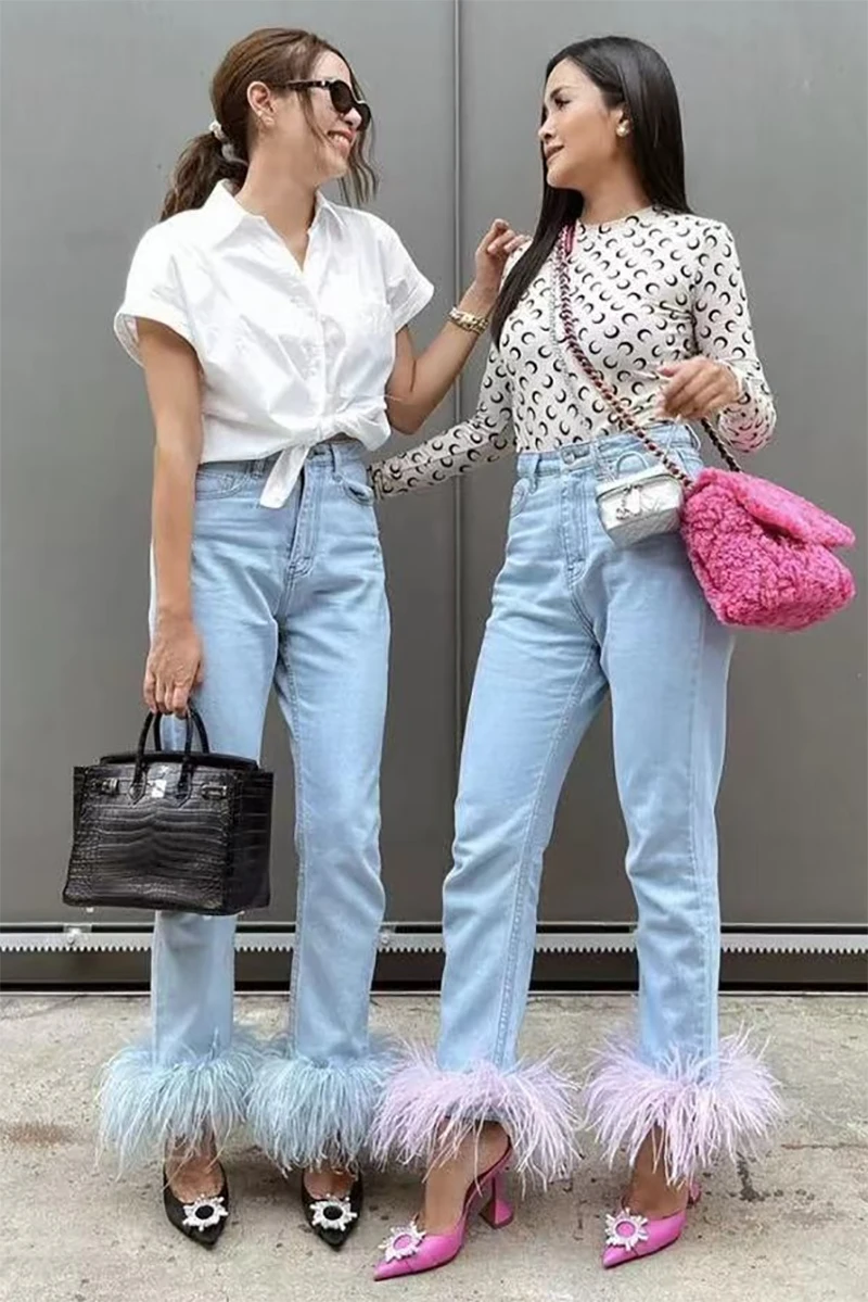 Feather Tassel Stitching High-Waist Blue Jeans Women 2023 Spring Summer New Cotton Stretch Straight Cropped Denim Pants Street
Feather Tassel Stitching High-Waist Blue Jeans Women 2023 Spring Summer New Cotton Stretch Straight Cropped Denim Pants Street