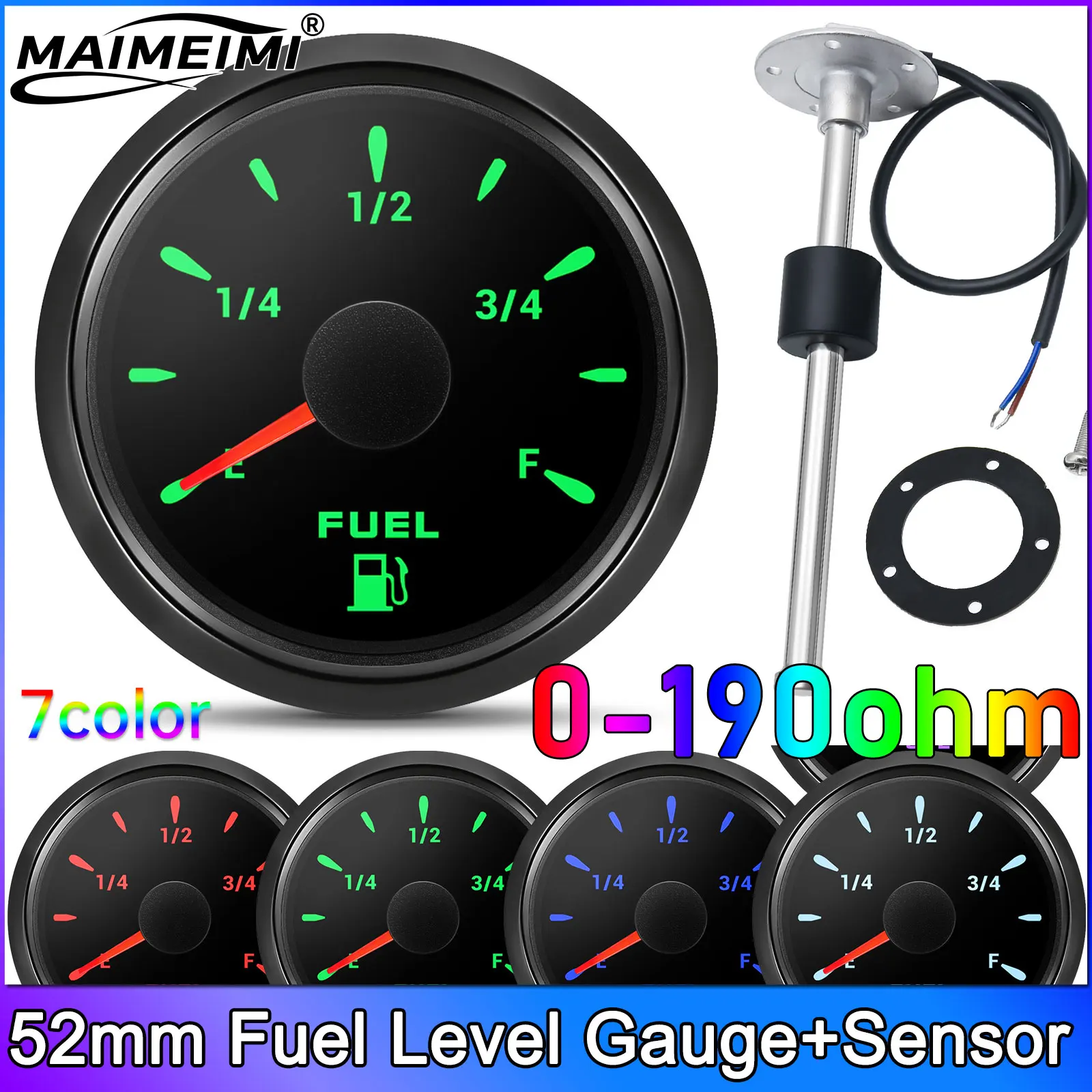 52mm Fuel Level Gauge 7-color Backlight Marine Boat Digital pointer Fuel Gauge+100-500mm Fuel Leve Sensor Digital Car Gauge
52mm Fuel Level Gauge 7-color Backlight Marine Boat Digital pointer Fuel Gauge+100-500mm Fuel Leve Sensor Digital Car Gauge 