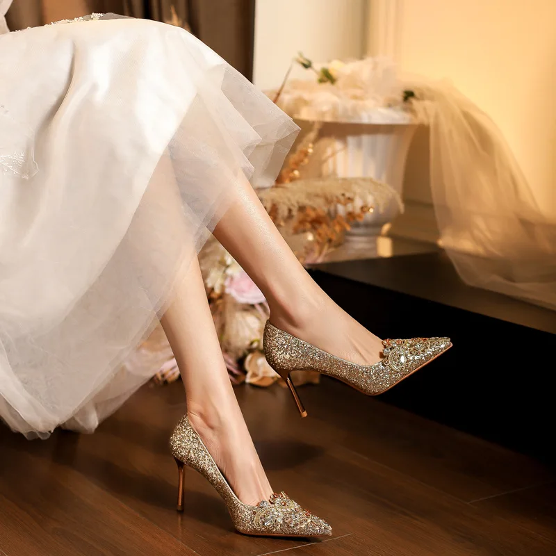 Women Pointed-toe High Heels French Rhinestone Wedding Stiletto Heels Shoes Fashion Elegant Banquet Party Pumps Zapatos Mujer
Women Pointed-toe High Heels French Rhinestone Wedding Stiletto Heels Shoes Fashion Elegant Banquet Party Pumps Zapatos Mujer