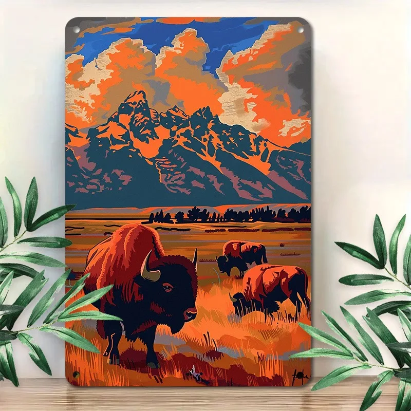 Decorative Aluminum Plaque: Exquisite Landscape Artwork with Bison and Dramatic Skies, Perfect for Interior Wall Decoration
Decorative Aluminum Plaque: Exquisite Landscape Artwork with Bison and Dramatic Skies, Perfect for Interior Wall Decoration