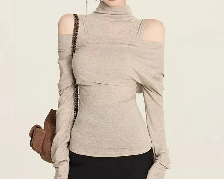 Sweet Style Design Fake Two Off-the-shoulder Long-sleeved T-shirt Women's Spring and Autumn Slim-fitting and Thin Bottom Top
Sweet Style Design Fake Two Off-the-shoulder Long-sleeved T-shirt Women's Spring and Autumn Slim-fitting and Thin Bottom Top