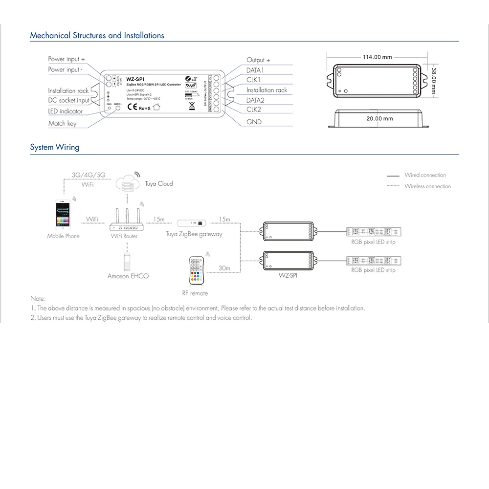 Skydance WZ-SPI DC5V-24V Smart Zigbee SPI Tuya 2.4GRF LED Controller WS2811 WS2812B SK6812 RGB/RGBW Addressable LED Strip
Skydance WZ-SPI DC5V-24V Smart Zigbee SPI Tuya 2.4GRF LED Controller WS2811 WS2812B SK6812 RGB/RGBW Addressable LED Strip