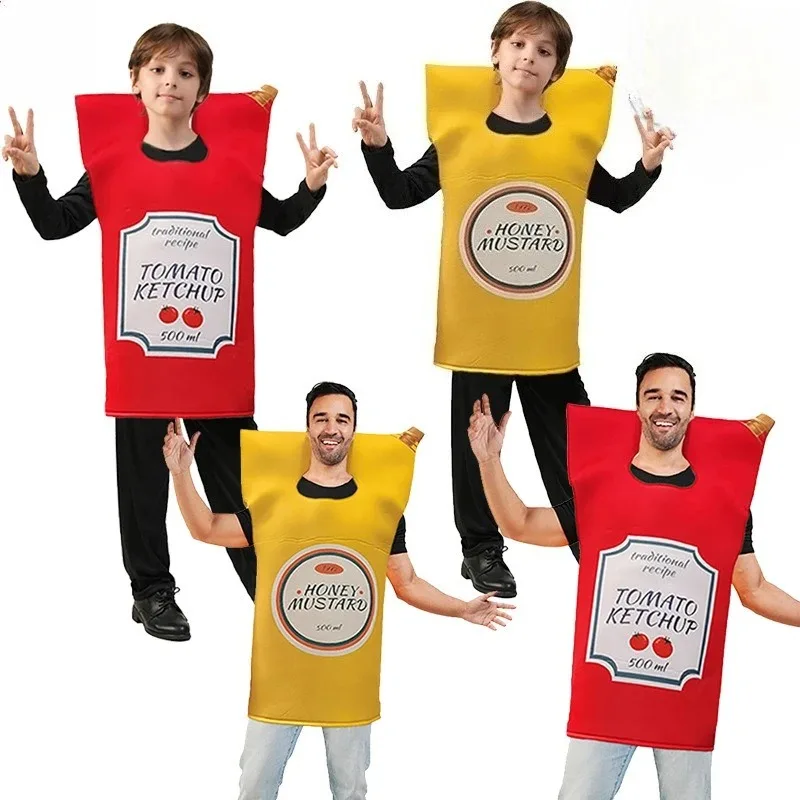 Mustard Ketchup Costume Halloween Funny Zentai Jumpsuit Adult Unisex Food Cosplay Outfit Stage Performance Comedy Party Disfraz
Mustard Ketchup Costume Halloween Funny Zentai Jumpsuit Adult Unisex Food Cosplay Outfit Stage Performance Comedy Party Disfraz